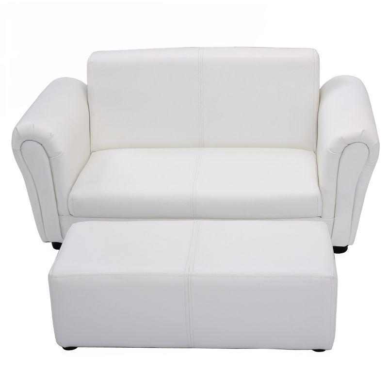 Tangkula Kids Sofa Upholstered Lounge Children Couch Ottoman w/ Armrest White
