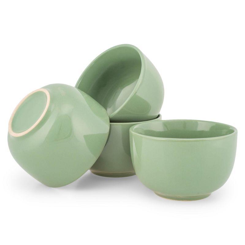 Elanze Designs Bistro Glossy Ceramic 4 inch Dessert Bowls Set of 4, Sage Green