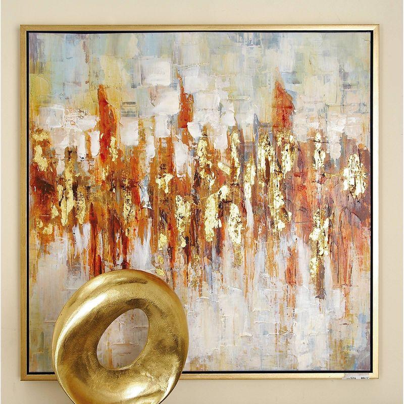 Canvas Abstract Framed Wall Art with Gold Frame Gold - Olivia & May: Elegant Decor, Vertical Orientation, Sawtooth Hanging