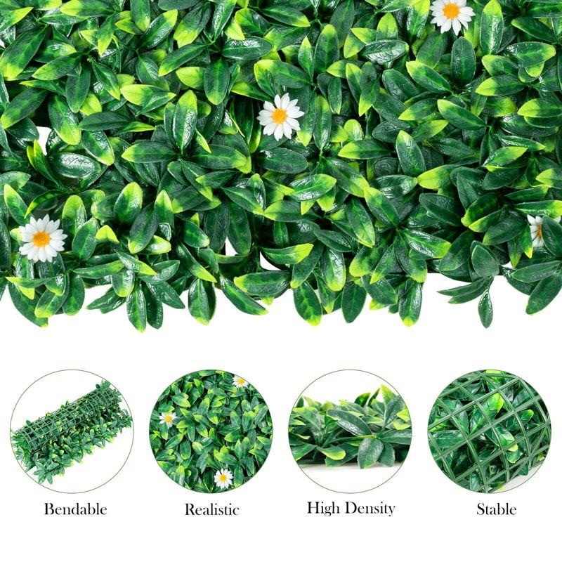 Costway 12PCS 20x20inch Artificial Daisy Hedge Plant Privacy Fence Hedge Panels