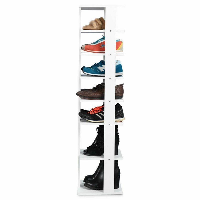 Costway Wooden Shoes Storage Stand 7 Tiers Shoe Rack Organizer Multi-shoe Rack Shoe box White/Black