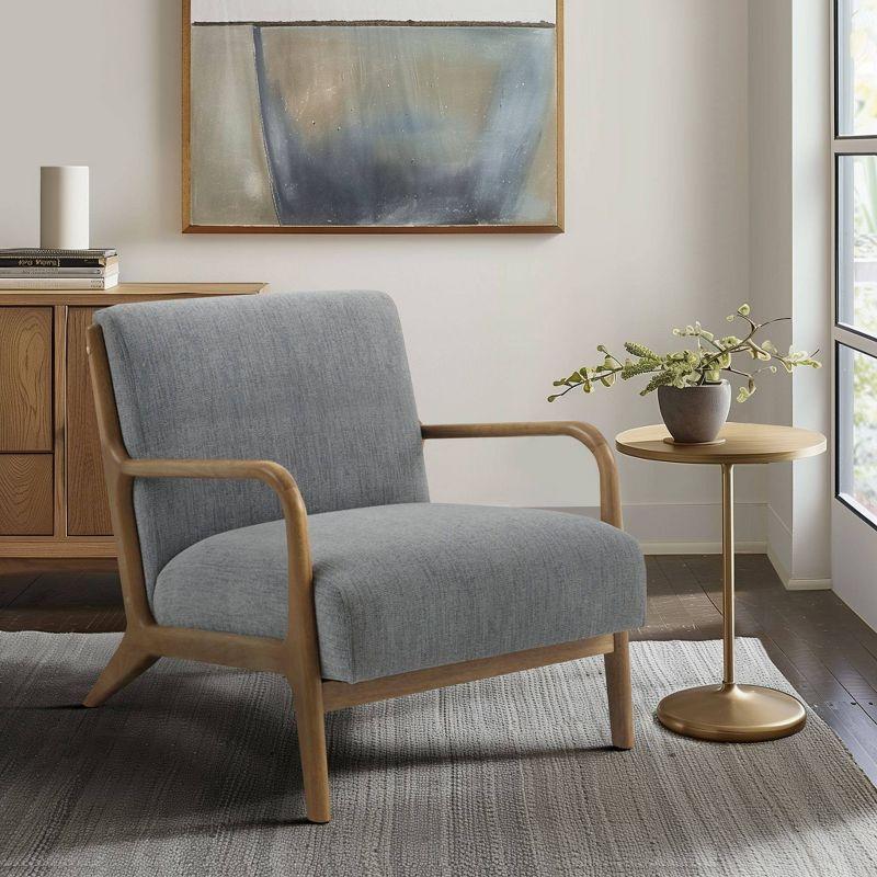 Ink+Ivy Novak Lounge Chair Gray: Mid-Century Elm Wood Frame, Upholstered, Comfort Seating