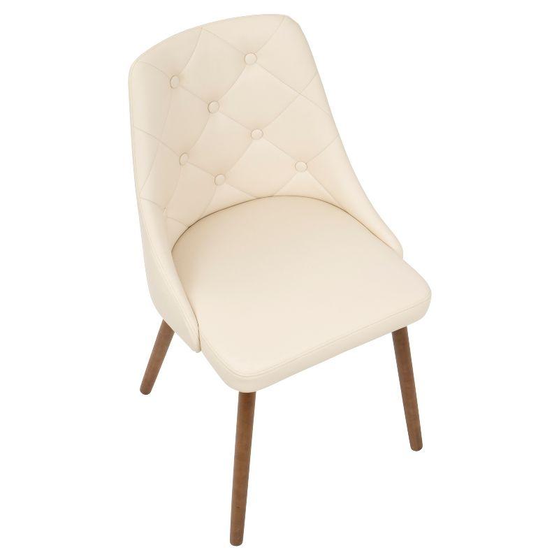 Giovanni Mid Century Modern Dining Chair Cream - Lumisource: Upholstered, Walnut Finish, Faux Leather