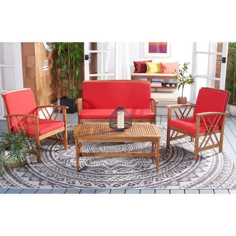 Fontana 4 Piece Set - Indoor/Outdoor - PAT7008 - Natural/Red - Safavieh