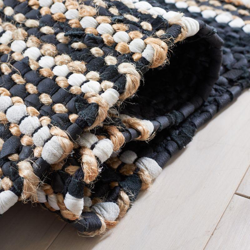 Vintage Leather W/ Fringes VTL601 Hand Woven Indoor Accent Rug - Black/Natural - 2'x3' - Safavieh