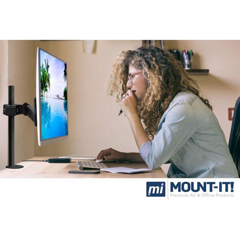 Mount-It! Universal VESA Pole Mount with Articulating Arm | Full Motion TV Pole Mount Bracket | VESA 75 100 | Fits TVs or Monitors Up to 32 Inches