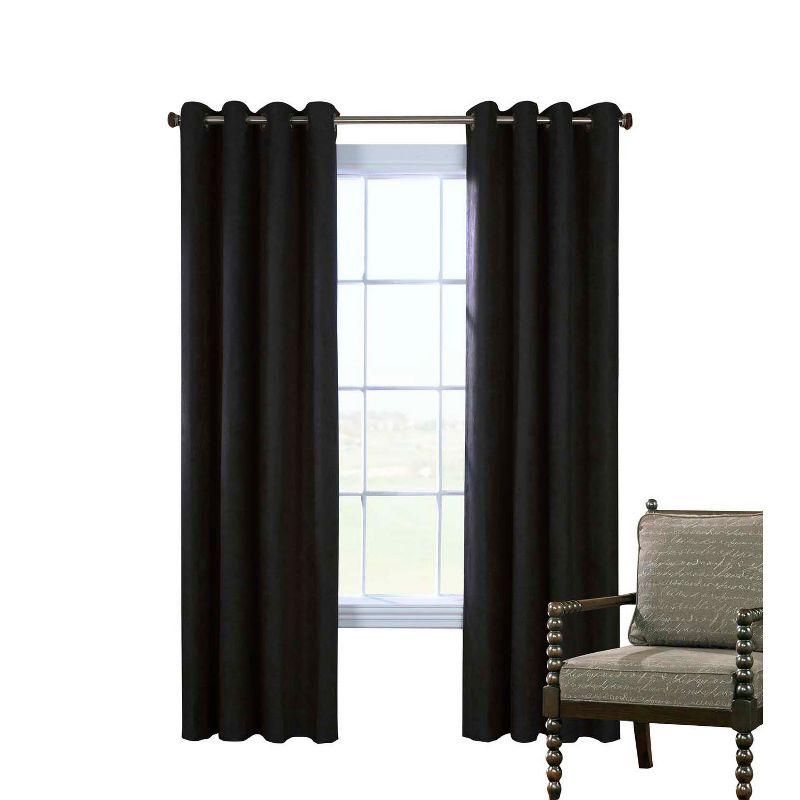 Commonwealth Thermaplus Navar Blackout Faux Suede Grommet Top Panel - 54x84" - Black