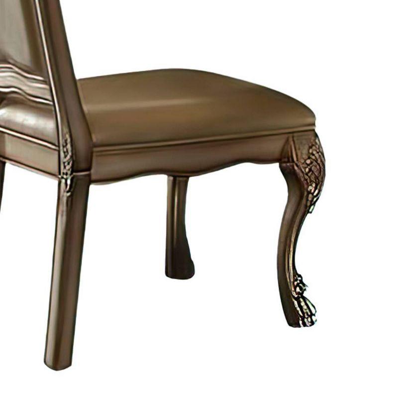 21" Dresden PU Dining Chairs Bone White/Gold Patina - Acme Furniture: Carved Wood, Claw Feet, Padded