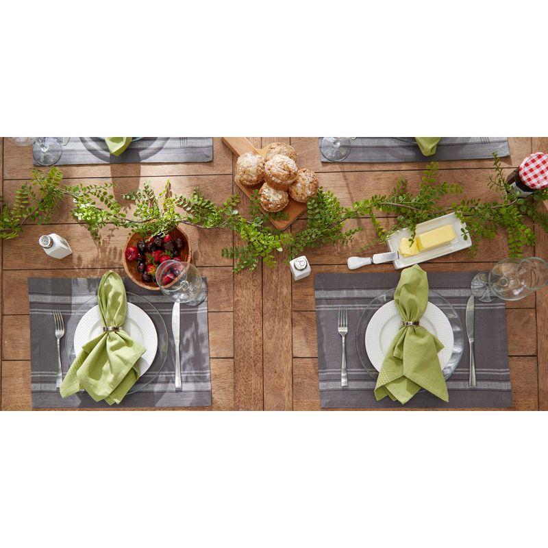 DII French Stripe Placemat Set 6 Piece, Gray Chambray, 13x19"