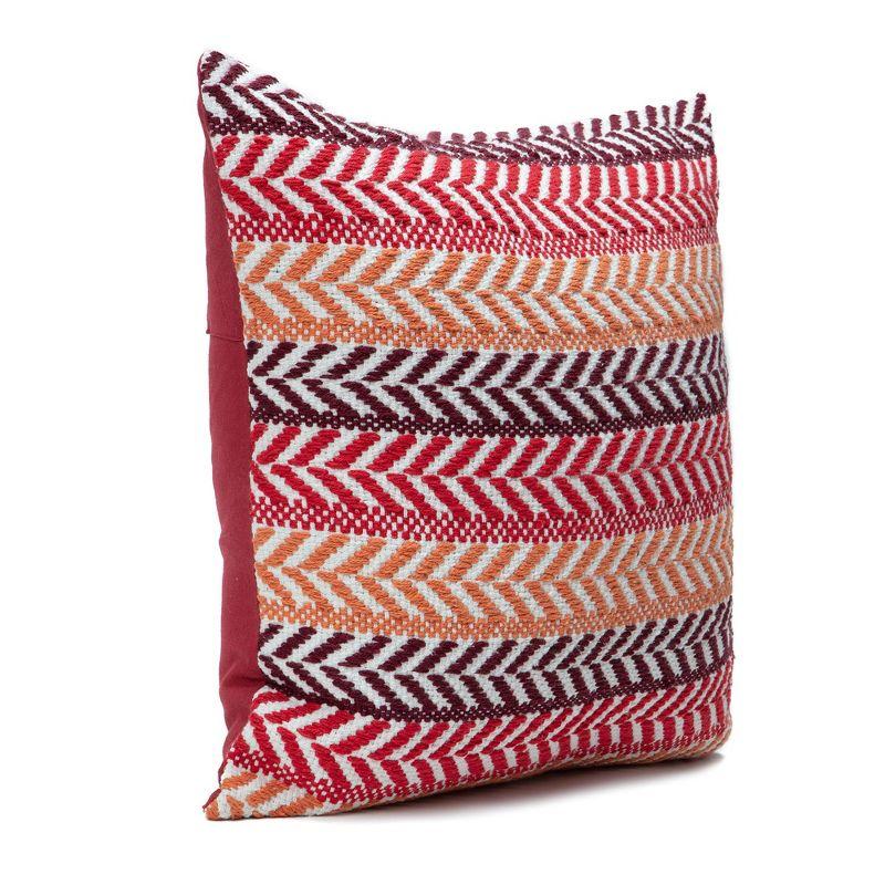 Chanasya Jacquard Cotton Arrow Stripe Pattern Square Throw Pillow Cover - 2-Piece Set - 20" x 20” - White