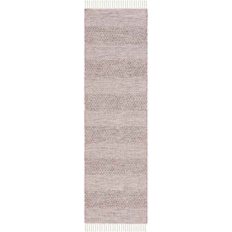 Ivory and Steel Grey Handwoven Cotton Runner Rug