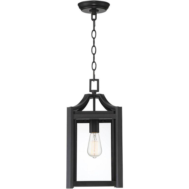 Franklin Iron Works Rockford Rustic Outdoor Hanging Light Black Iron 17" Clear Beveled Glass for Post Exterior Barn Deck House Porch Yard Patio Home