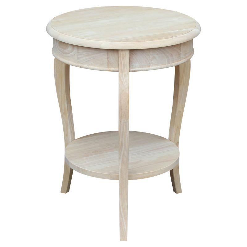 Cambria Classic Round Solid Parawood End Table in Unfinished Wood