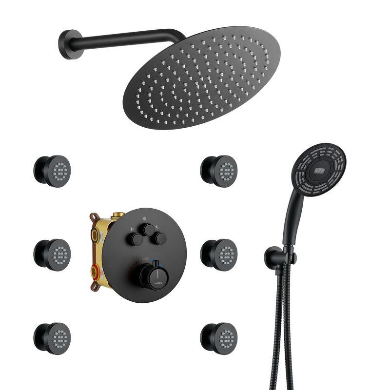 Thermostatic Rainfall Shower System with Rough in-Valve and Digital Display Handheld