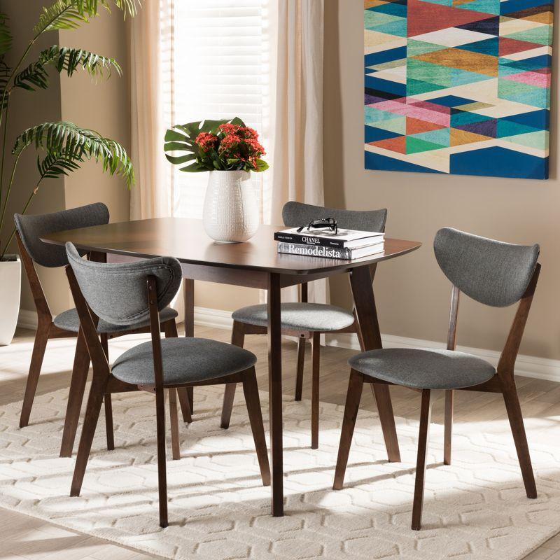 5pc Hadrea Mid Century Modern Dining Set with Foam Padded Chairs - Baxton Studio