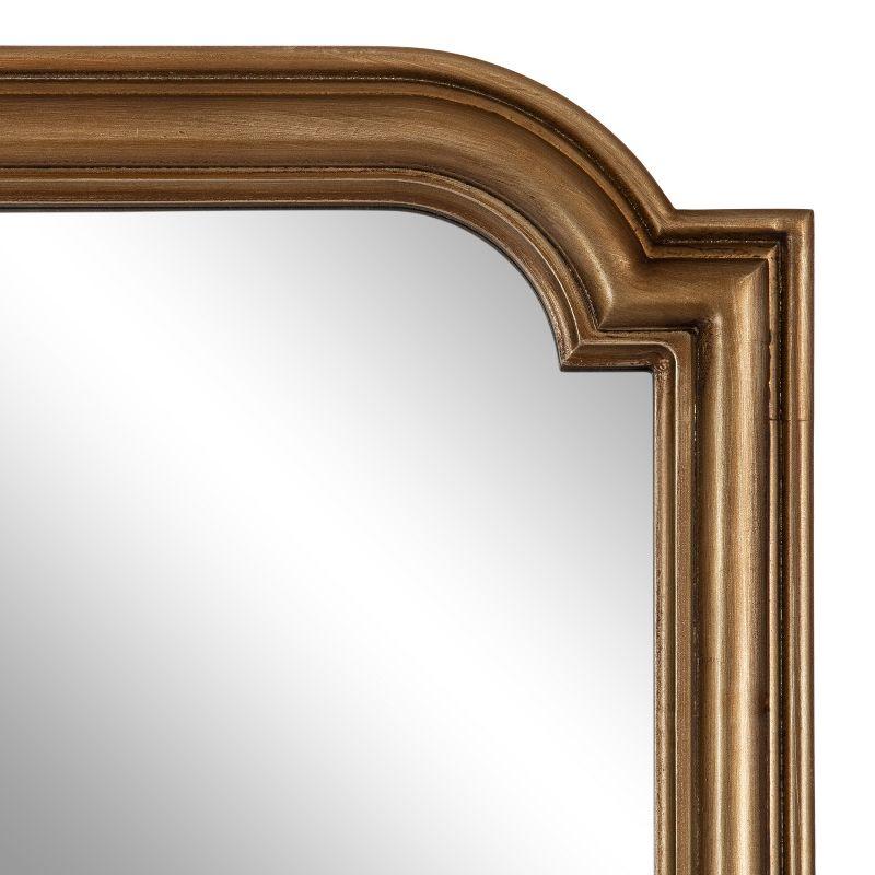 Gold Scalloped Rectangular Wood Bathroom Vanity Mirror