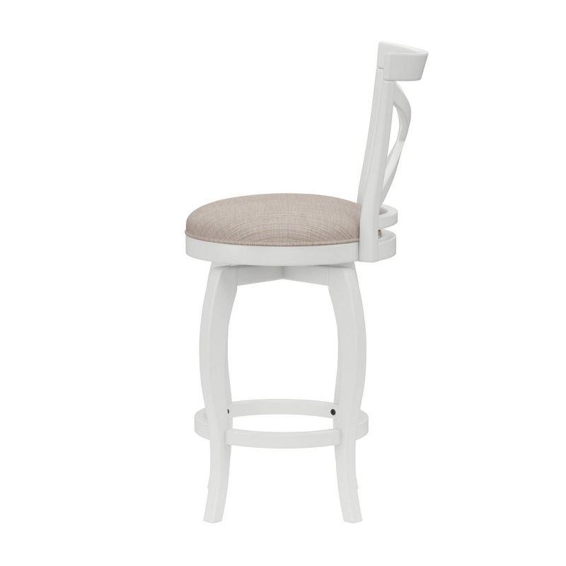 Hillsdale Furniture 25" Ellendale Wood Counter Height Barstool White: Nautical Style, Matte Finish, Polyester Upholstery