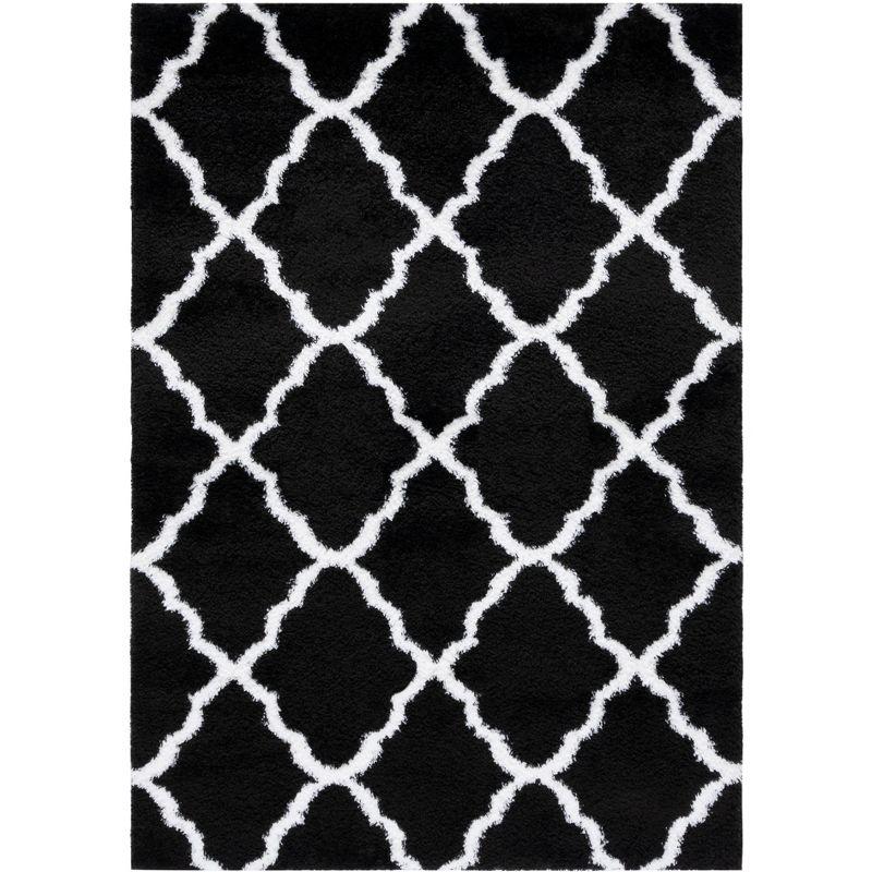 Tahoe Shag THO675 Power Loomed Area Rug - Black/White - 6'7"x8'7" - Safavieh.