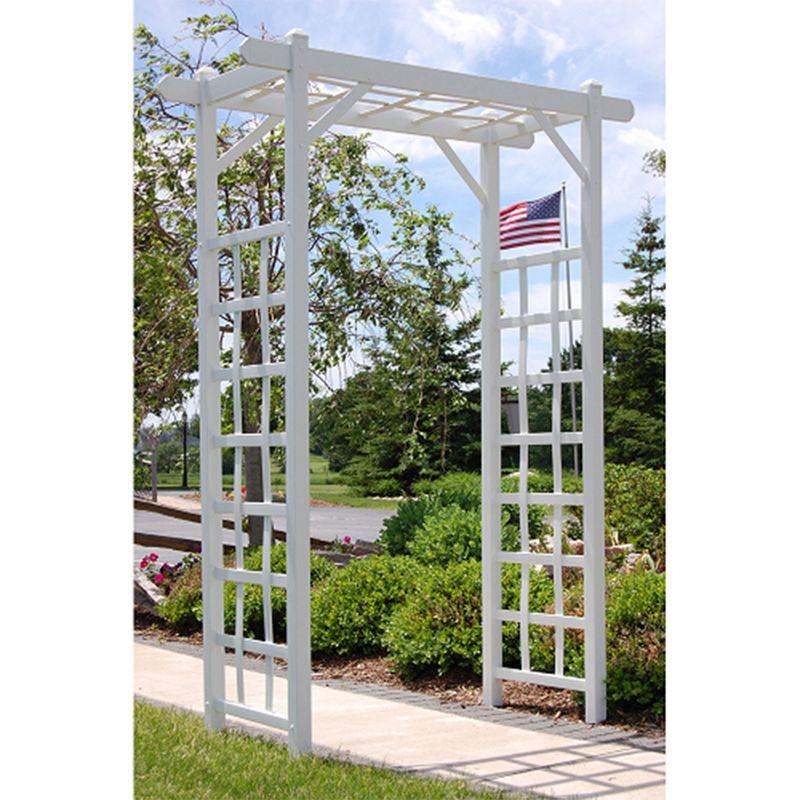 Dura-Trel Elmwood Arbor, 57 by 84 Inch PVC Patio Garden Arch, Outdoor Lattice Frame Decoration or Trellis for Climbing Plants