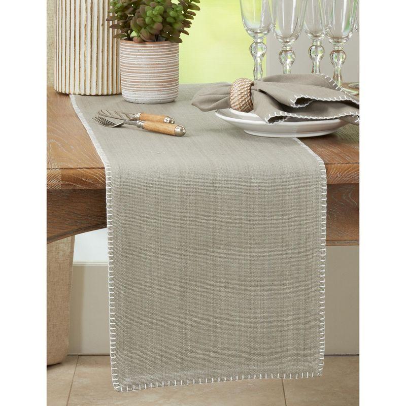 Saro Lifestyle Whipstitch Cotton Table Runner, 13"x72", Gray