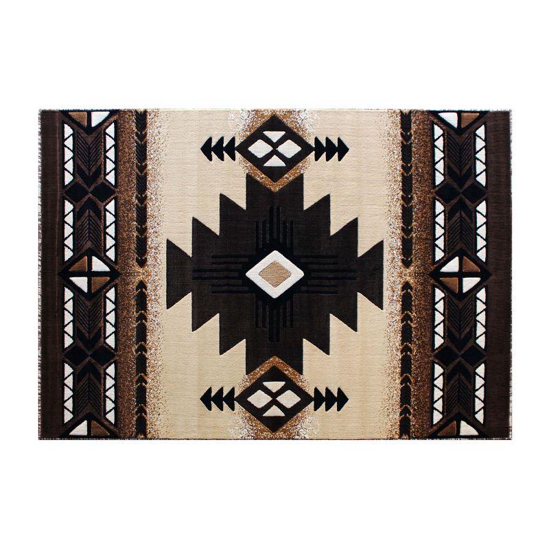 Southwest Native American Beige and Brown Area Rug 5' x 7'