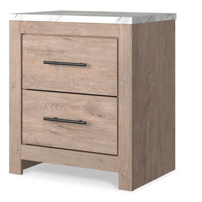 Signature Design by Ashley Senniberg 2 Drawer Night Stand, Light Brown/White