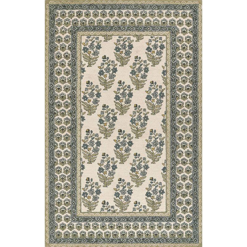 Cotswold Green and Beige Handmade Wool Area Rug