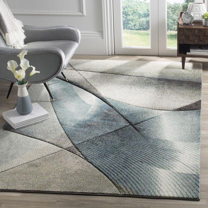 Hollywood HLW715 Machine Made Accent Rug - 2'7"x5' - Grey/Teal - Safavieh