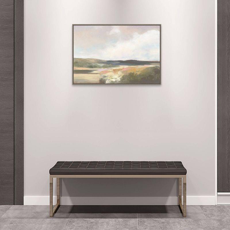 33" x 23" Dawn by The Water Neutral by Julia Purinton Framed Canvas Wall Art Print - Amanti Art: Rolling Hills & Waves