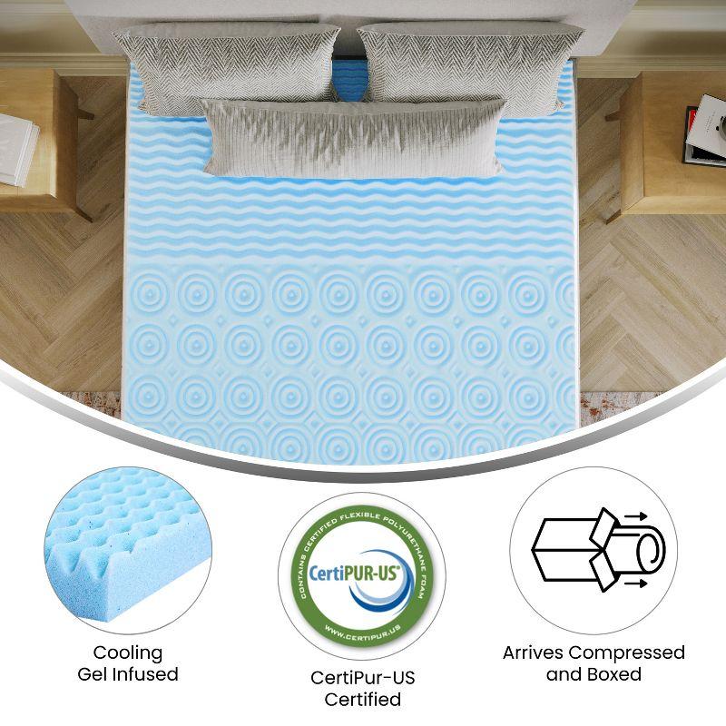 Full Size Blue Memory Foam Mattress Topper with Cooling Gel