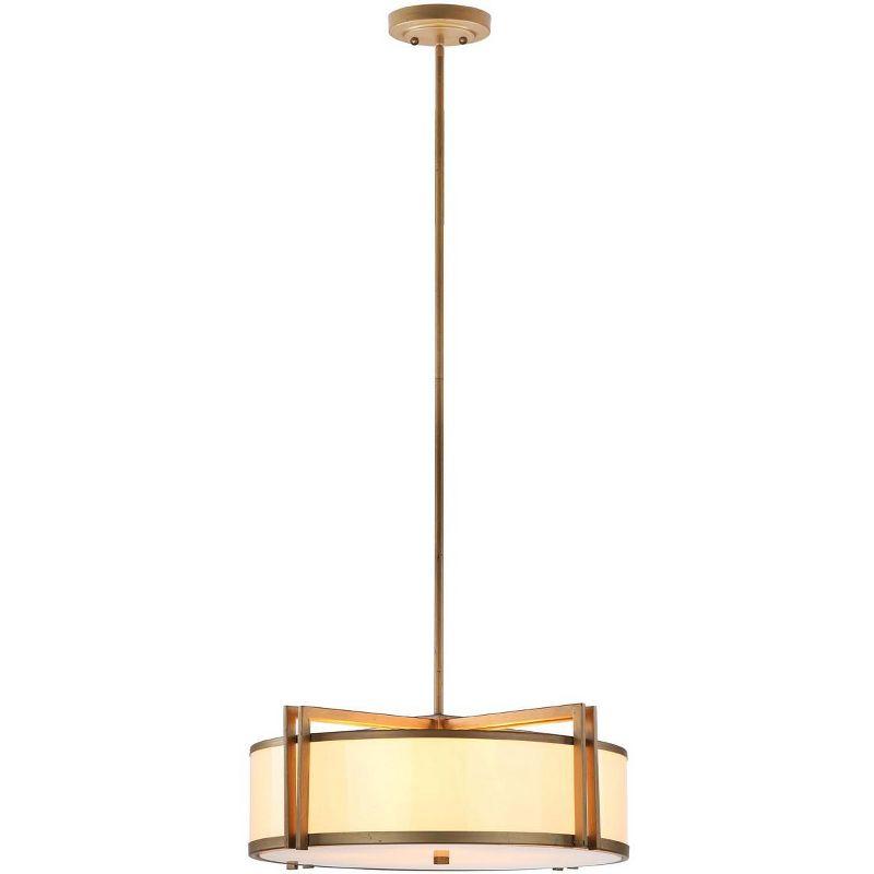 Elegant Contemporary 21" Gold and Gray Drum Pendant Light