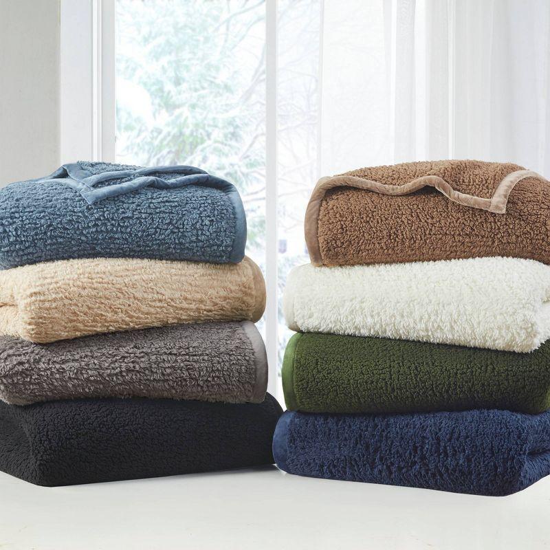 Full/Queen Burlington Berber Bed Blanket Tan: Woolrich, Velvet Texture, Machine Washable, OEKO-TEX Certified