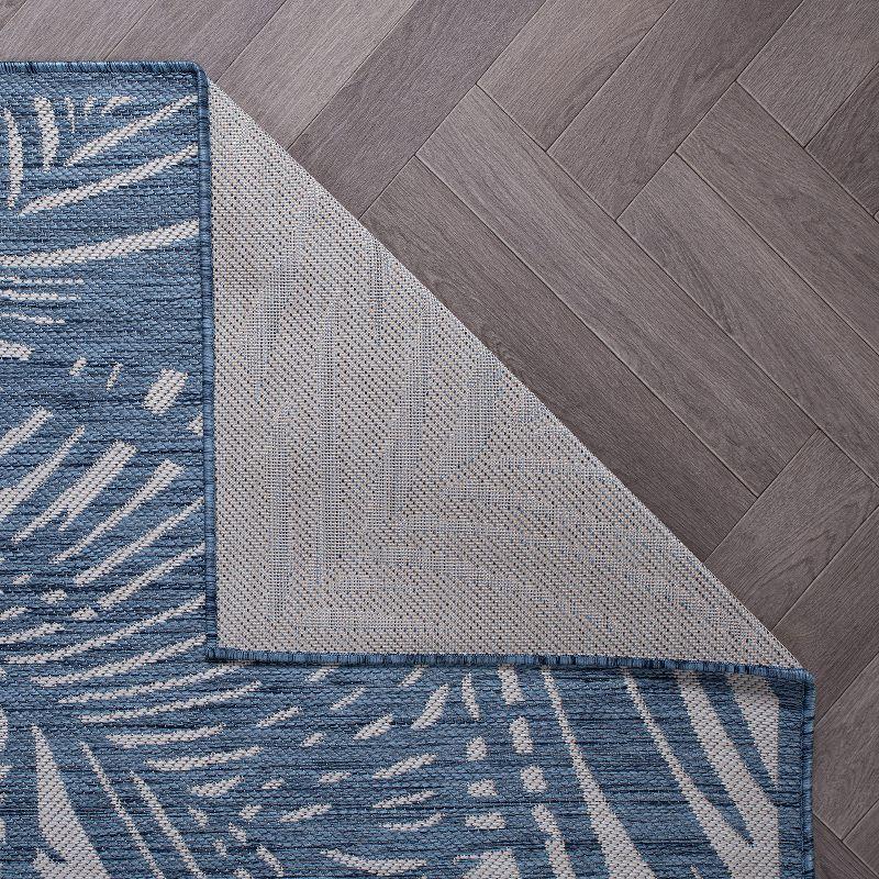 World Rug Gallery Contemporary Palm Leaf Textured Flat Weave Indoor/Outdoor Area Rug - BLUE 2'x3'