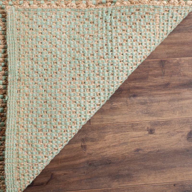 Natural Green Handwoven Jute Square Area Rug