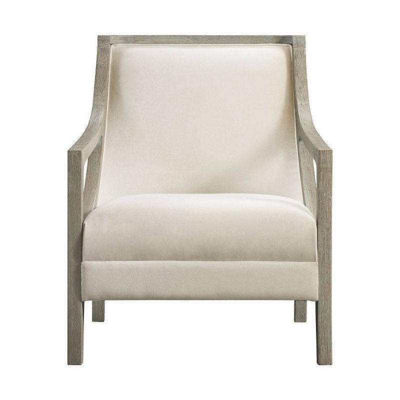 Dayna Whitewash and Beige Wood Accent Chair