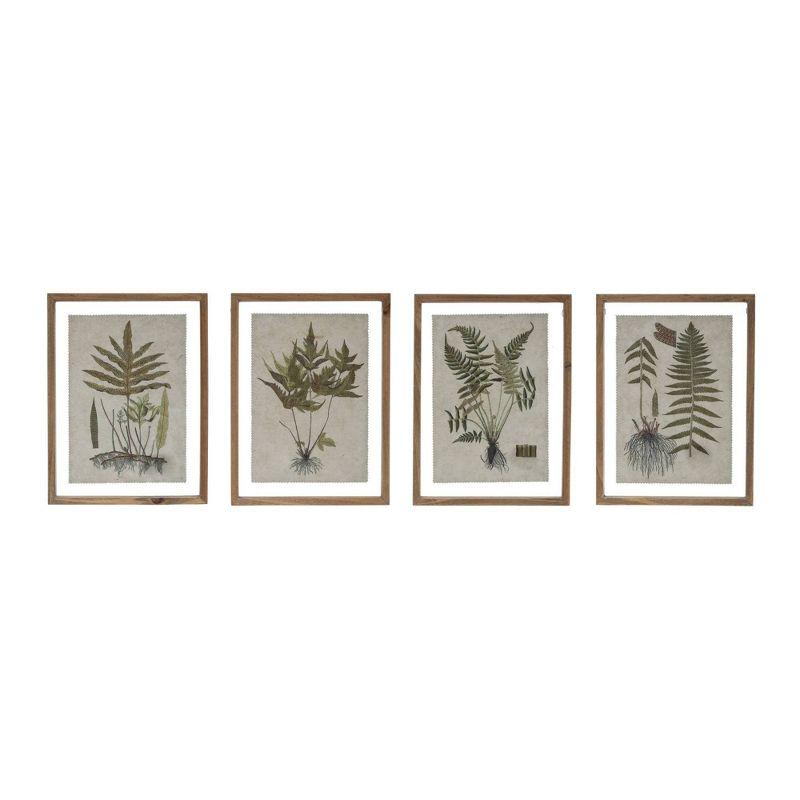 11.7" x 15.7" (Set of 4) Styles Botanical Print on Textured Material with Wood Frame Wall Art - Storied Home: Modern Hardwood Canvas