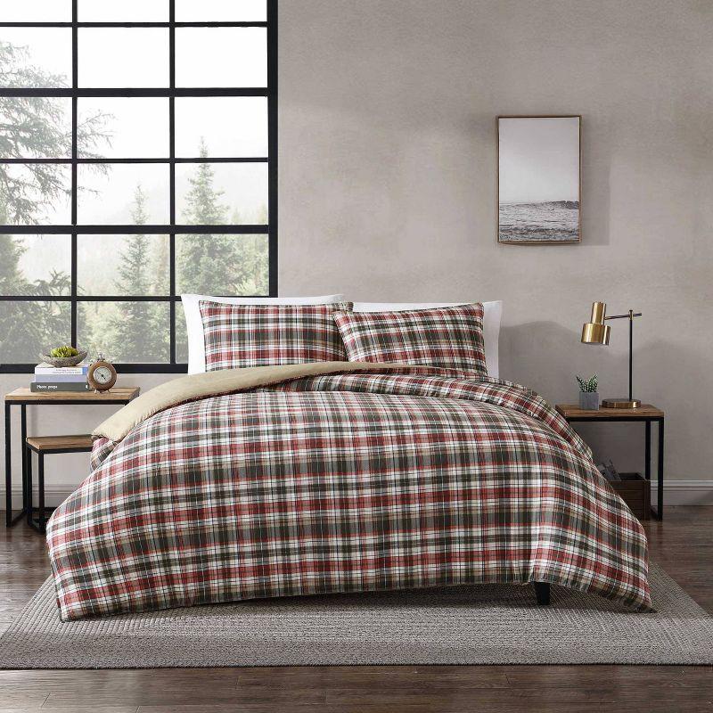 Astoria Plaid Red Microfiber King Duvet Set