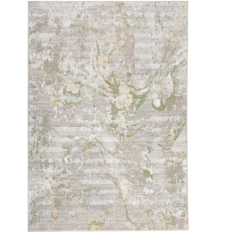 TOWN & COUNTRY LUXE Opaline Bold Marble Area Rug with Glam Metallic Ribbed Texture Pile, Sage Green