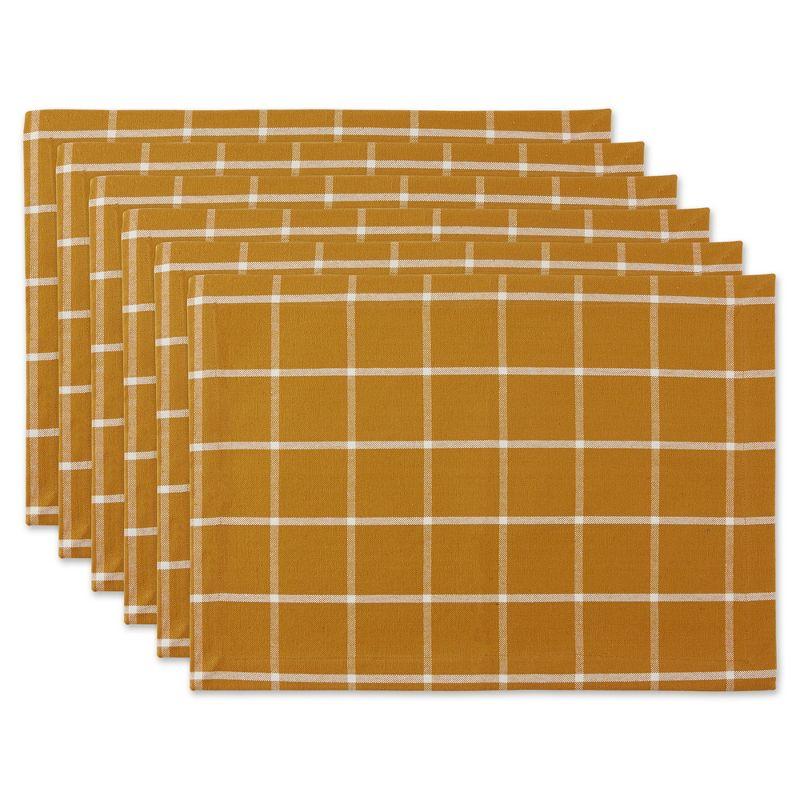 DII Check Placemat Set 6 Piece, Honey Gold Check, 13x19"