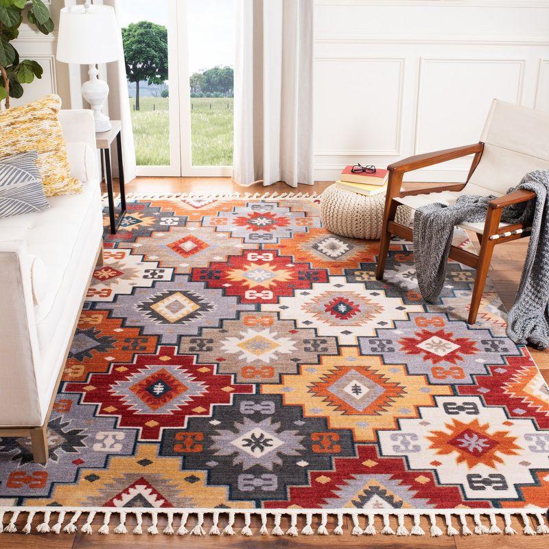 Farmhouse FMH805 Power Loomed Area Rug - Grey/Red - 8'x10' - Safavieh.