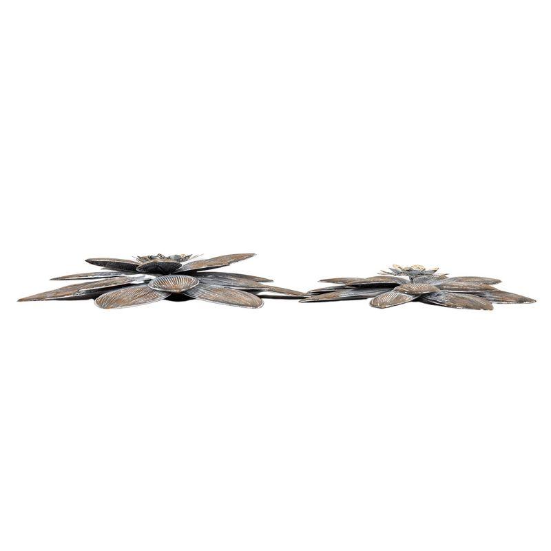 Set of 2 Wall Flowers Brown Metal by Foreside Home & Garden