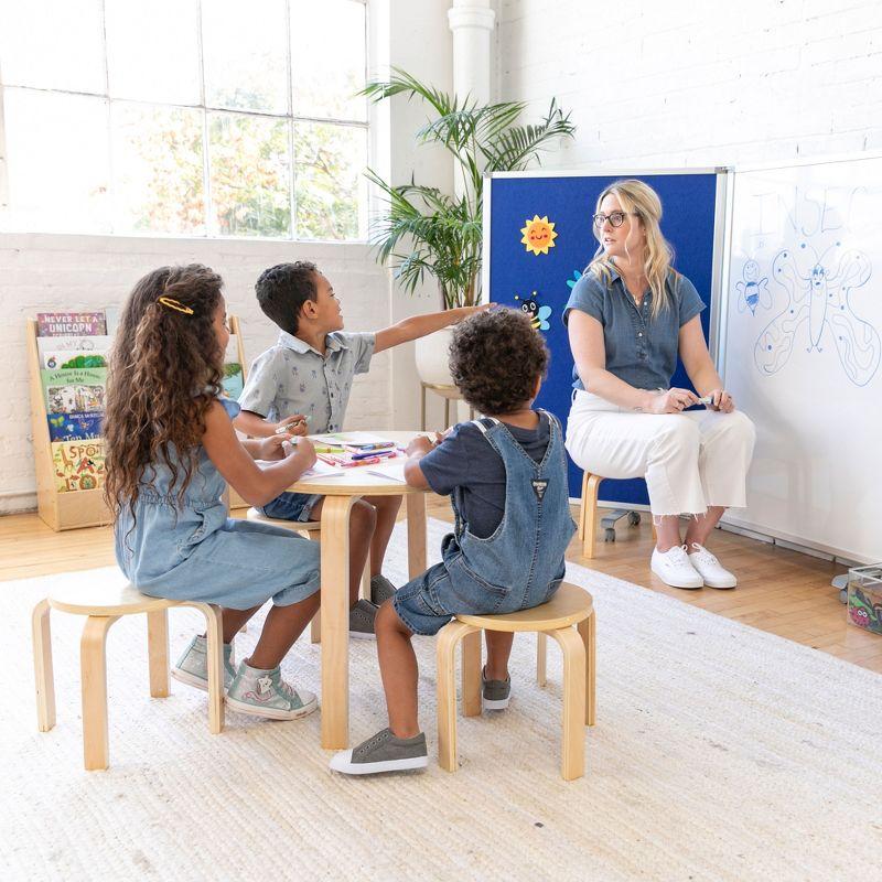 ECR4Kids Bentwood Round Table and Curved Back Chair Set, Kids Furniture, 5-Piece