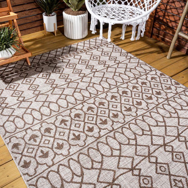 4'x6' Kafel  Bohemian Indoor/Outdoor Area Rug, Beige/Brown - JONATHAN Y