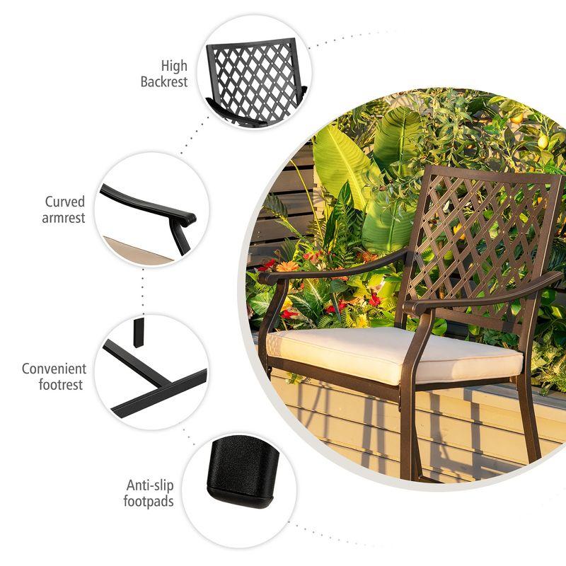 Costway 2PCS Patio Bar Stool Counter Height Cushioned Chair Armrest Garden Deck
