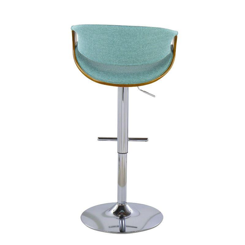 Teal Walnut Adjustable Swivel Bar Stools, Set of 2