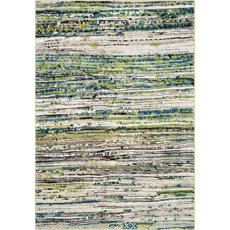 Elysian Blooms Cream/Green Synthetic 5'3" x 7'6" Area Rug