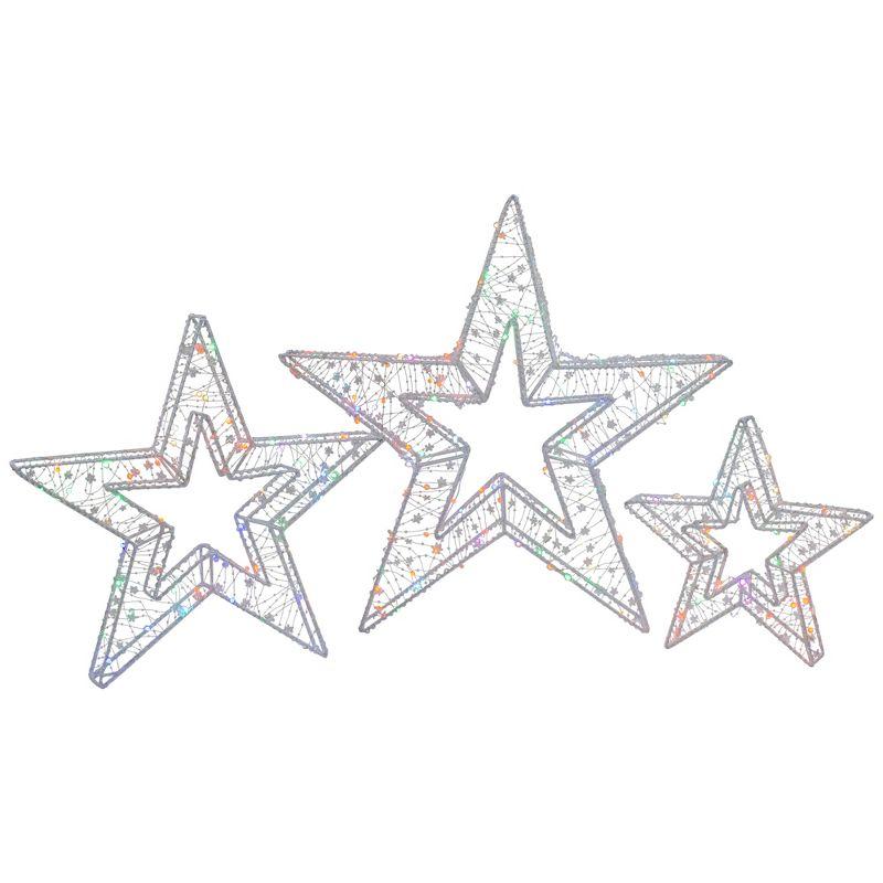 Northlight Seasonal Set of 3 LED Lighted Color Changing Stars Outdoor Christmas Decorations 23"