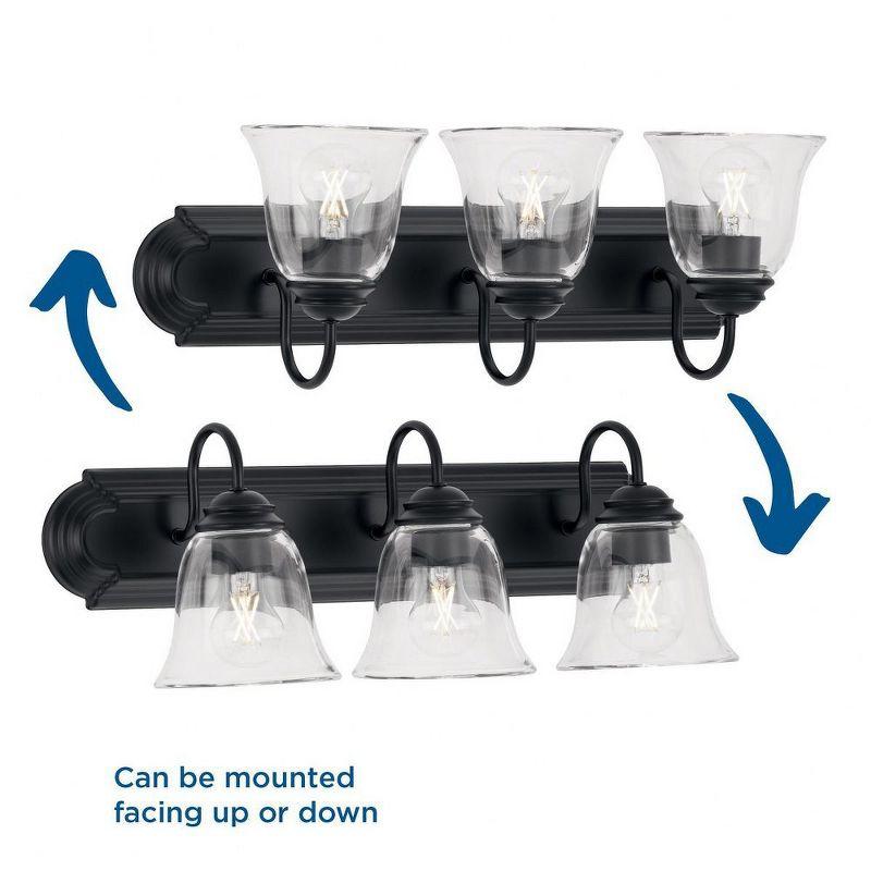 Progress Lighting, Calhoun Collection, 3-Light Vanity Light, Matte Black, Clear Glass, Material: Steel