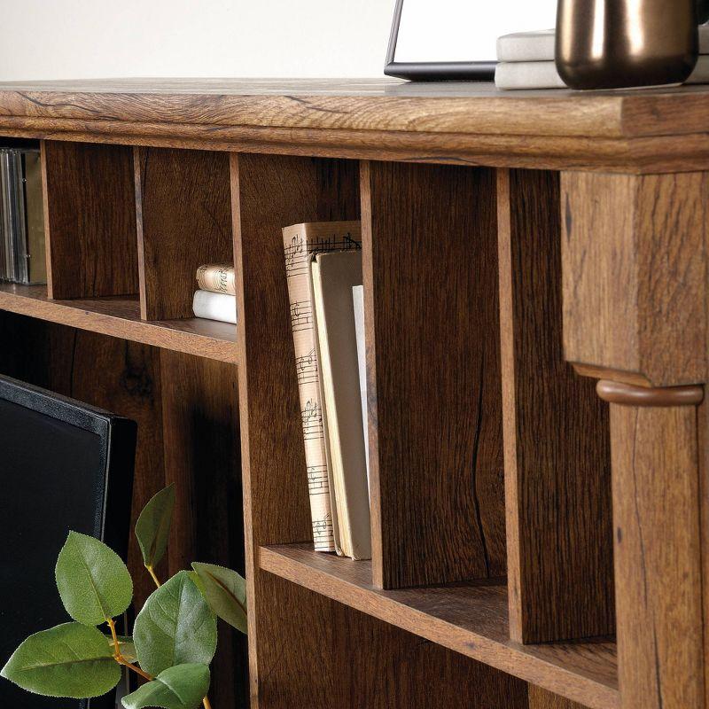 Vintage Oak Wood Computer Desk with Hutch and Drawers