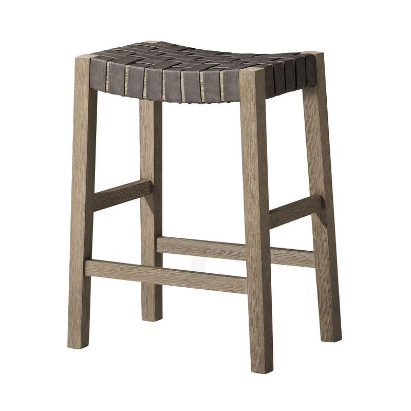 Maven Lane Emerson Kitchen Stool with Vegan Leather Upholstery